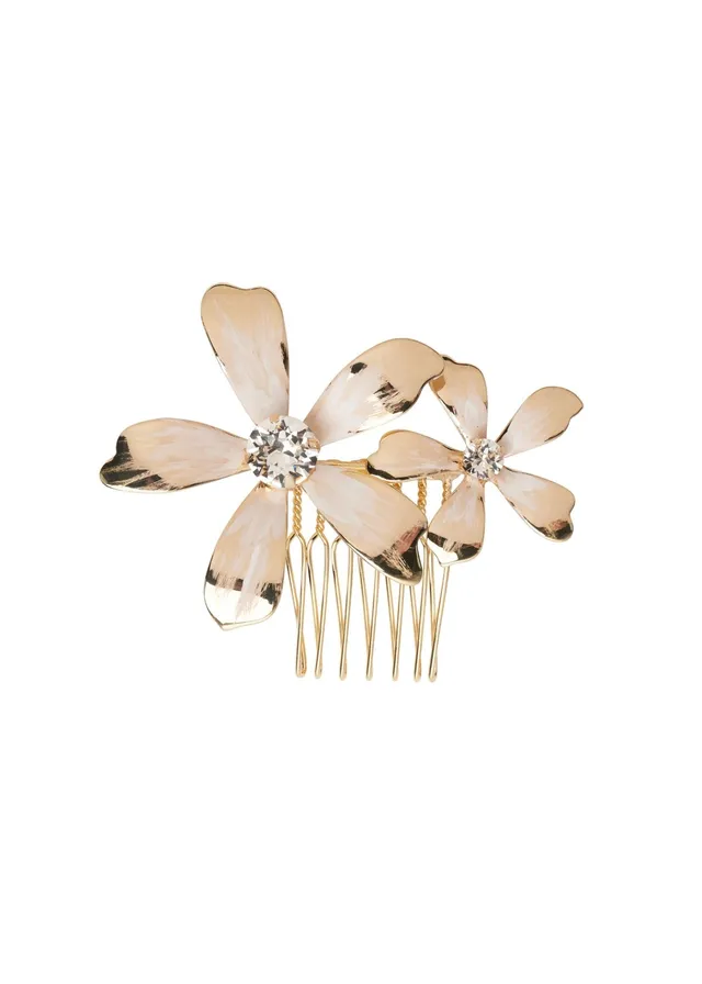 Elizabeth Bower Bridal Hibbi Floral Haarkamm Gold Blumen Kristall