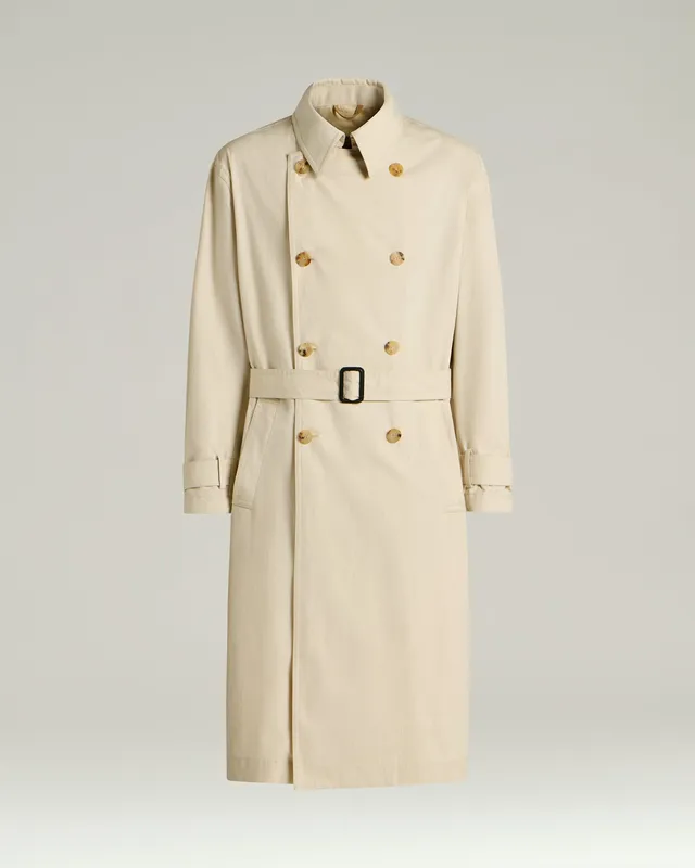 Kiton Trenchcoat Mantel Beige Größe 50