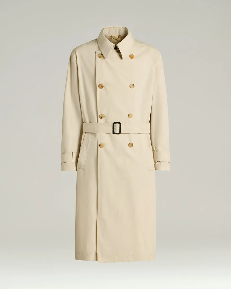 Kiton Trenchcoat Mantel Beige Größe 50