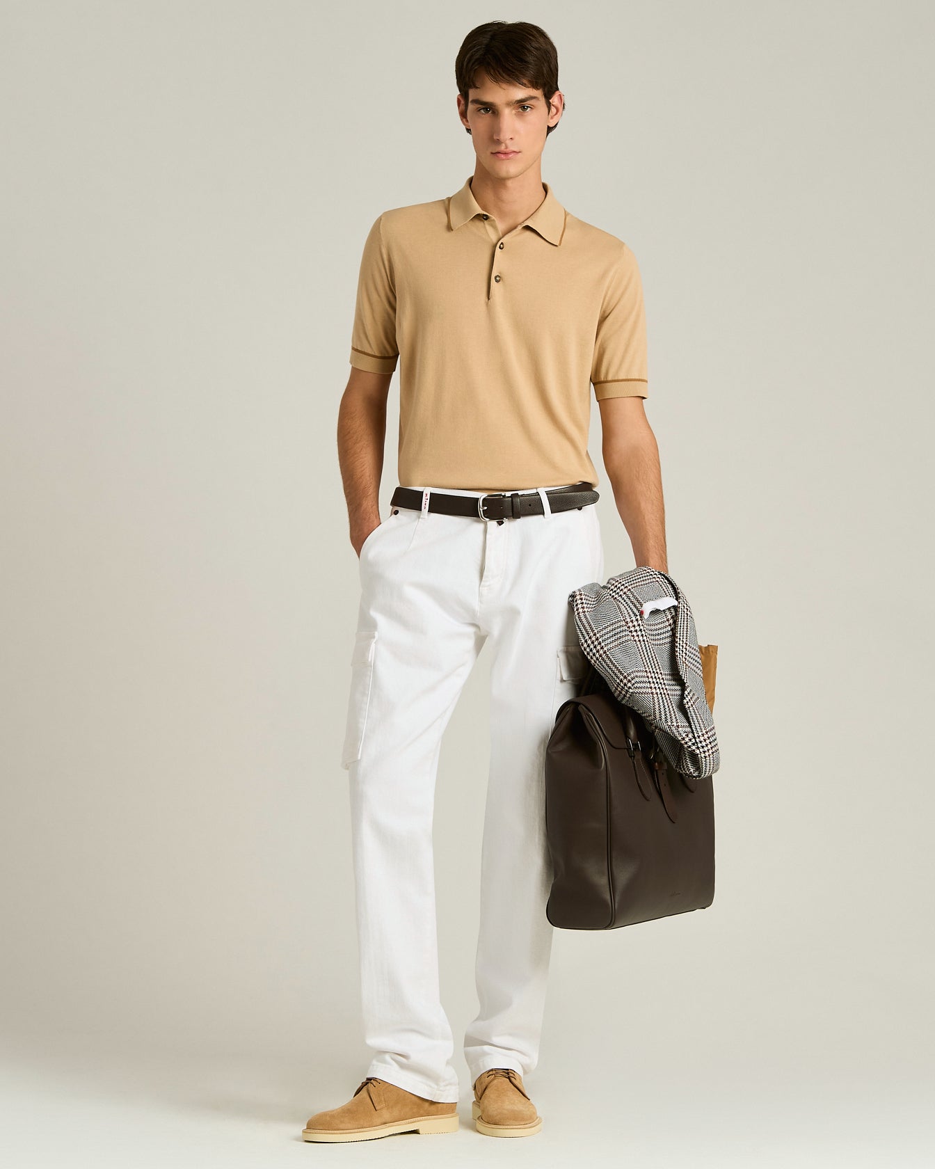 Kiton Polo Baumwolle Kurzarm Rope Brick Größe L