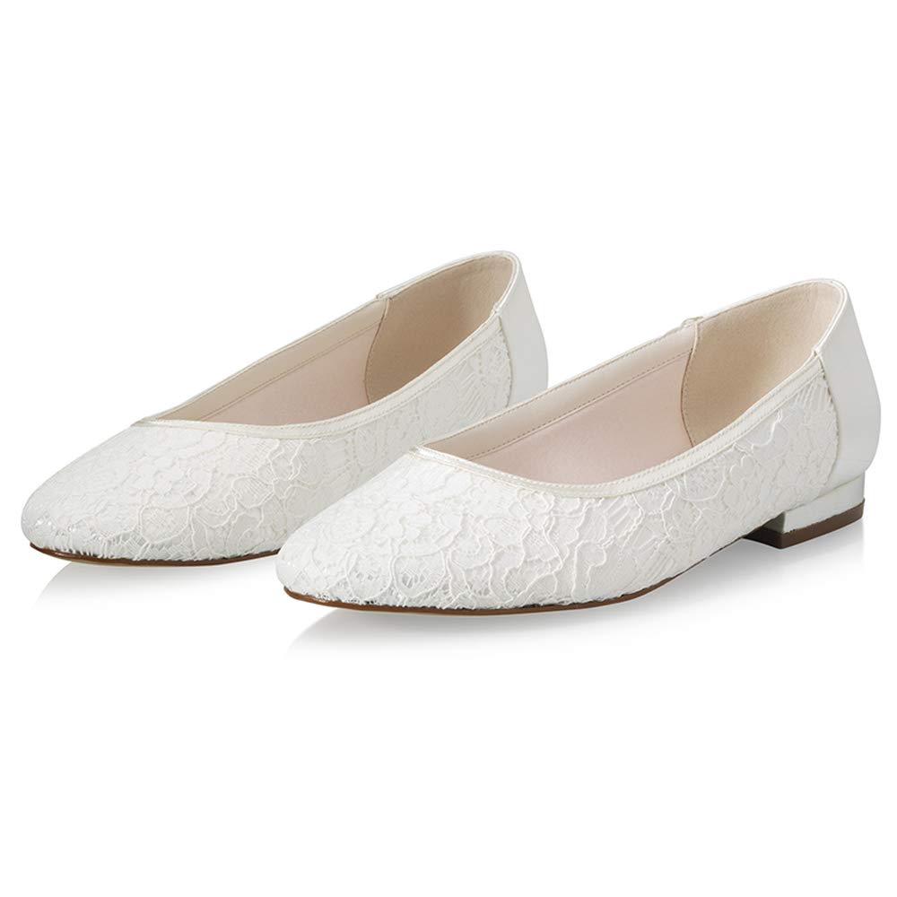 Rainbow Club Embellished Ashlee Ballerina Ivory 37 Satin Spitze