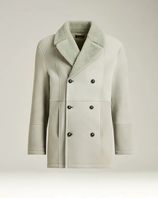 Kiton Outerwear Overcoat Zweireiher Lammfell Hellgrau 46-58