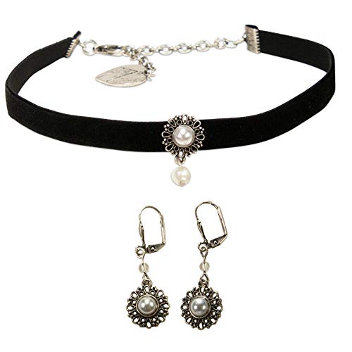 Alpenflüstern DAHEIM Helena SET050 Schmuck-Set Kette Ohrringe Schwarz