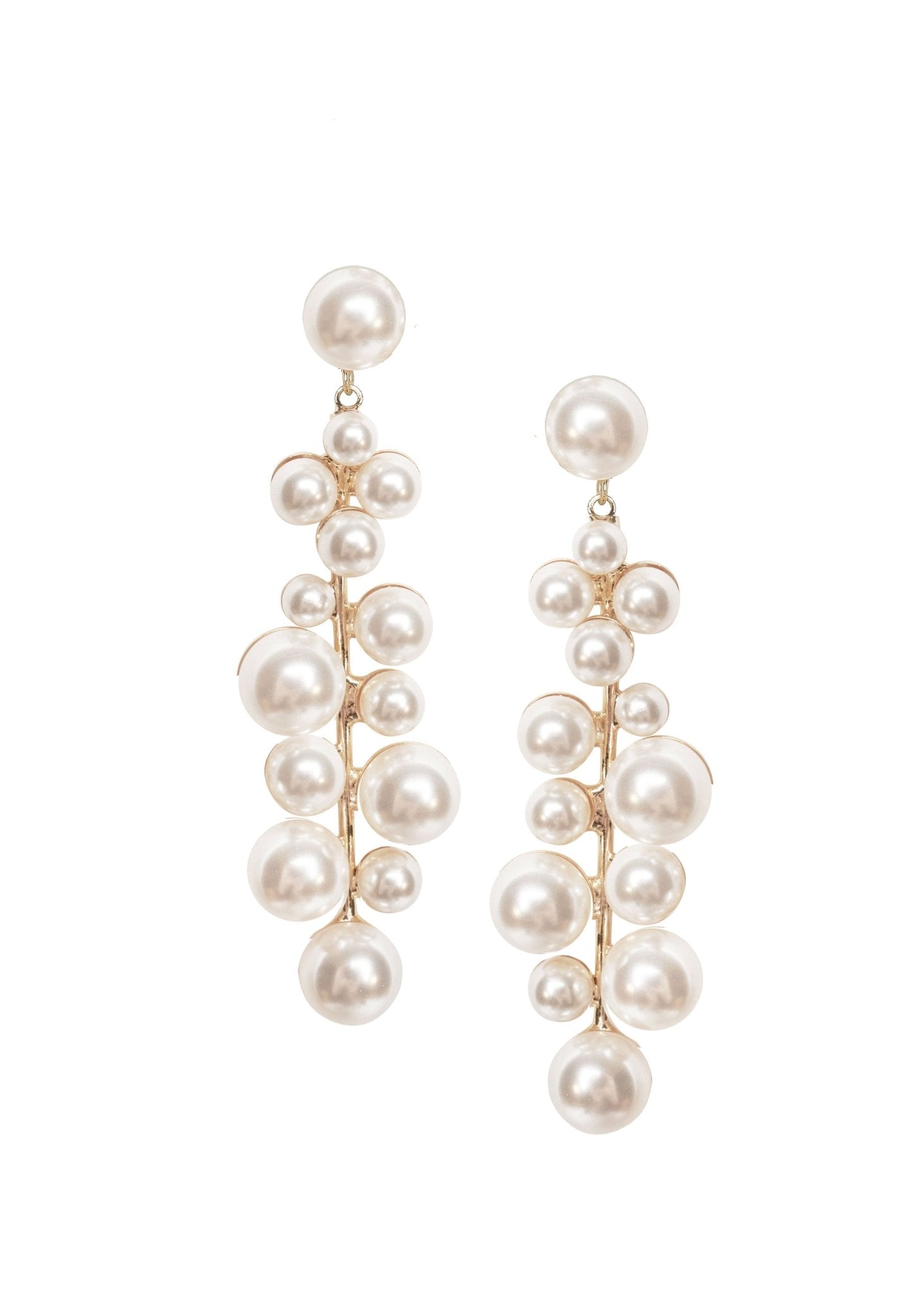 Elizabeth Bower Luster Cascade Pearl Drop Braut Ohrringe Rhodium