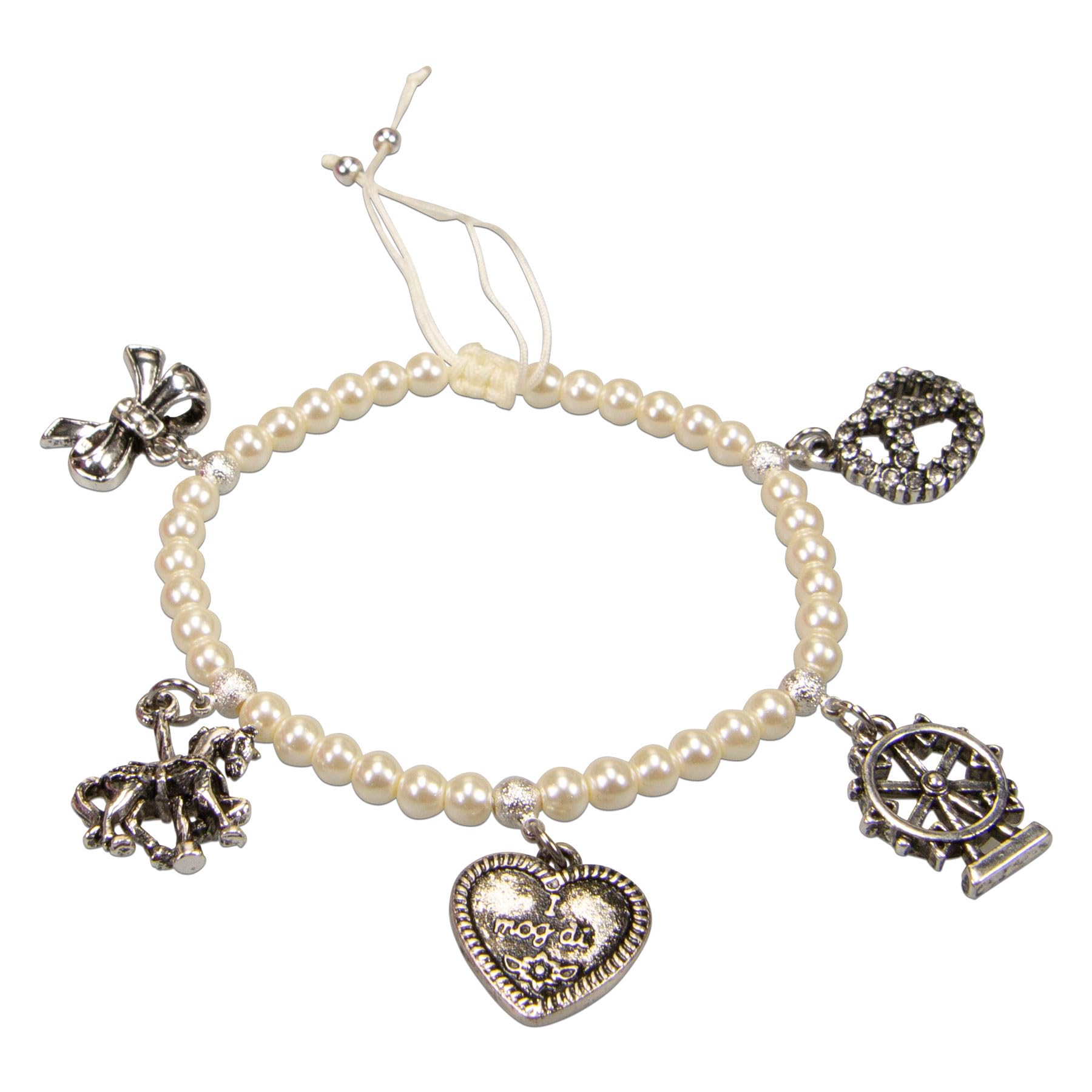 Alpenflüstern Oktoberfest DAB094 Perlenarmband creme-weiß Charm