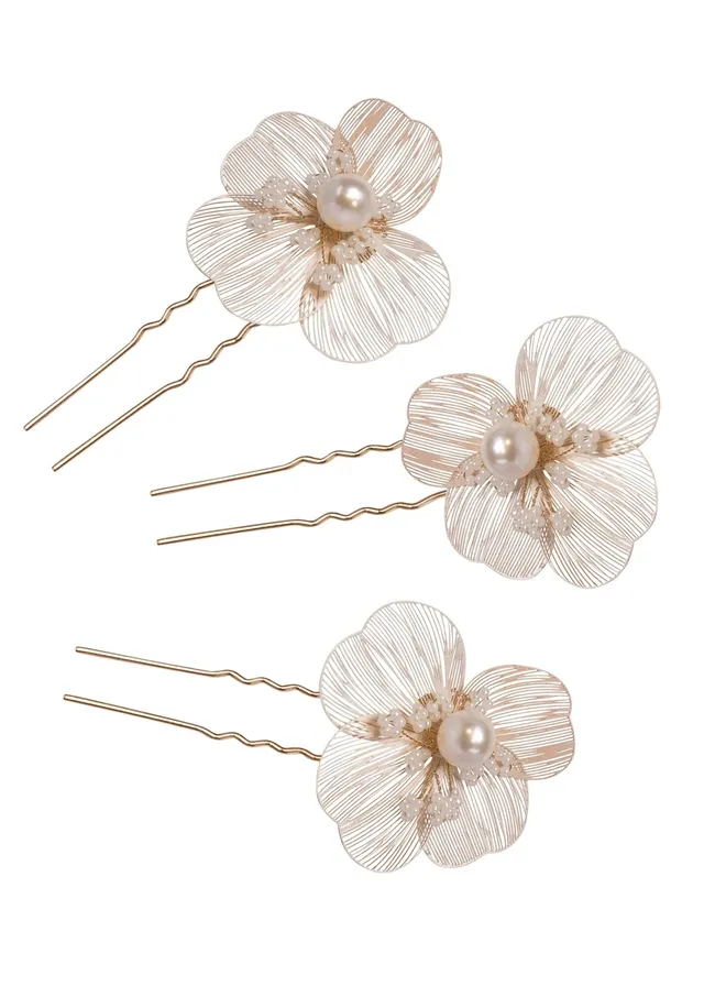 Elizabeth Bower Orchid Braut Haarnadeln Gold Blumen