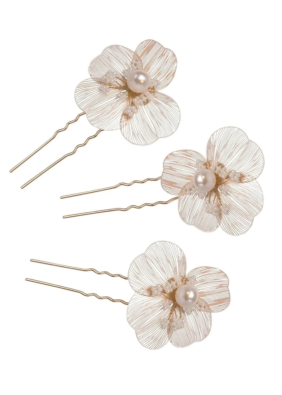 Elizabeth Bower Orchid Braut Haarnadeln Gold Blumen