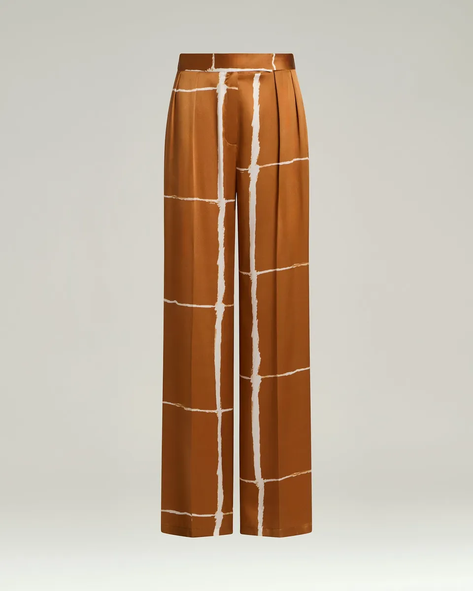 Kiton Seide Satin Hose Abstract Print Gr. 40