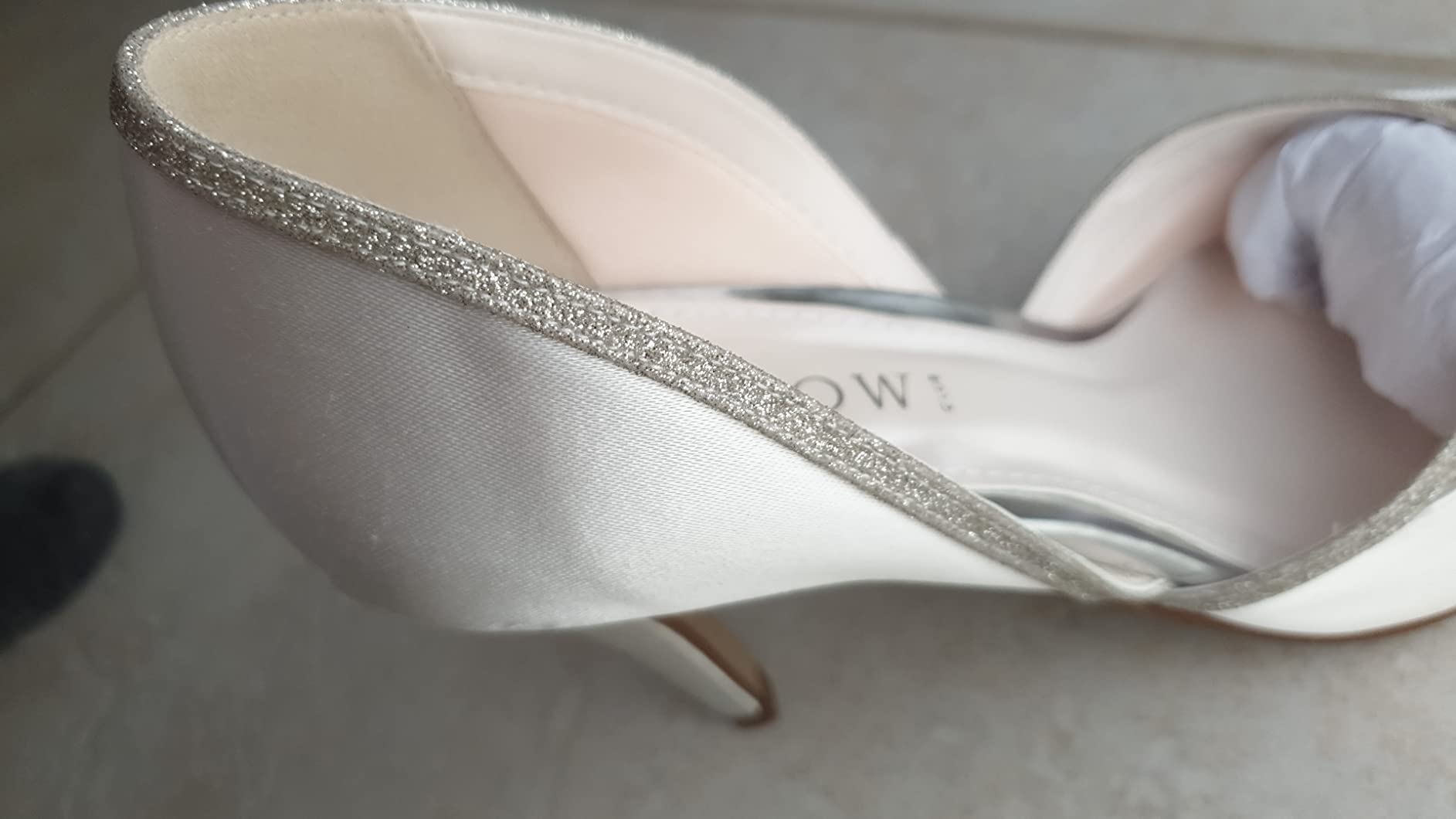 Rainbow Club Georgia High Heels Ivory Glitzer Satin