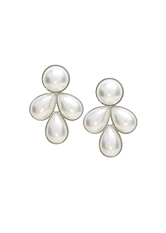 Elizabeth Bower Audrey Droplet Ohrstecker Perle Rhodium