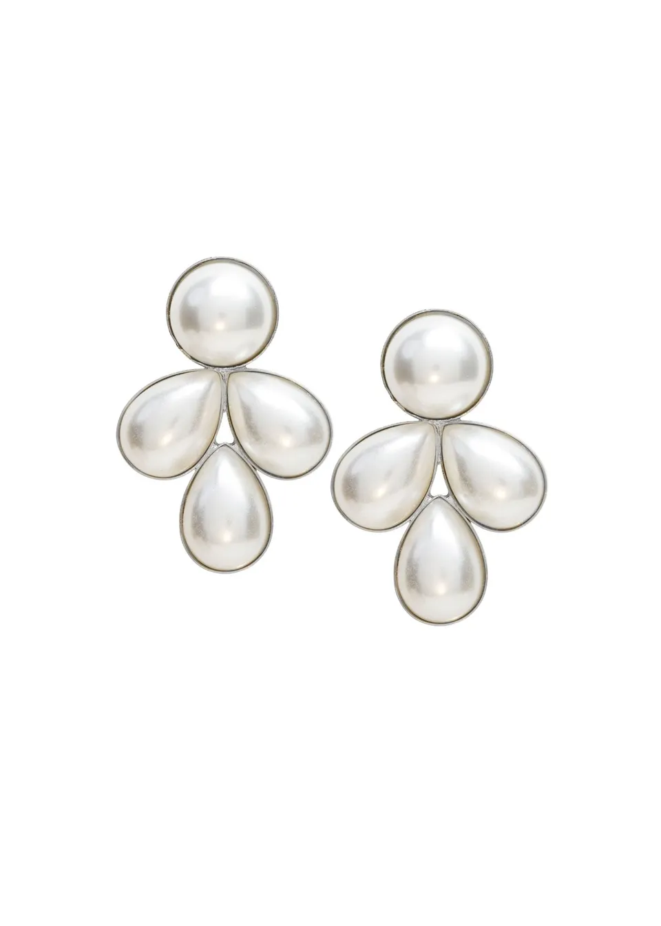 Elizabeth Bower Audrey Droplet Ohrstecker Perle Rhodium