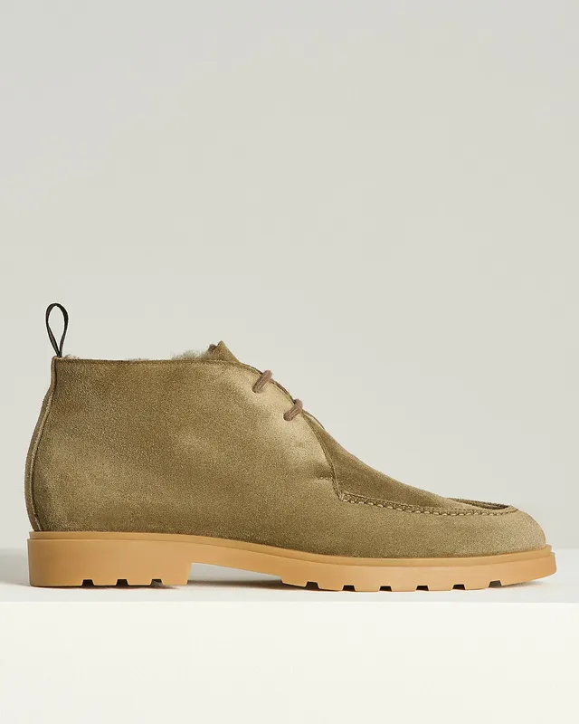 Kiton High-Top Schuhe Taupe Velours Lammfell