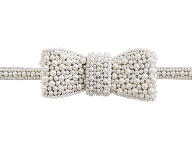 Elizabeth Bower Bow Pearl Belt Braut Gürtel S/M Perle bestickt