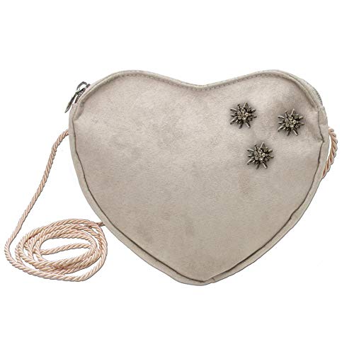 Alpenflüstern DAHEIM DTA080 Herztasche taupe-grau 3 Edelweiß