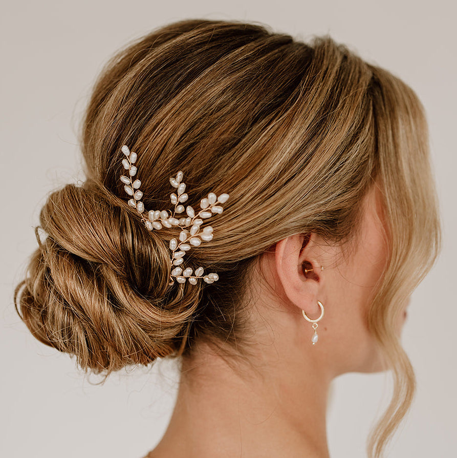Perlenbräute Amelie Haarnadeln Brautschmuck Gold 3er Set