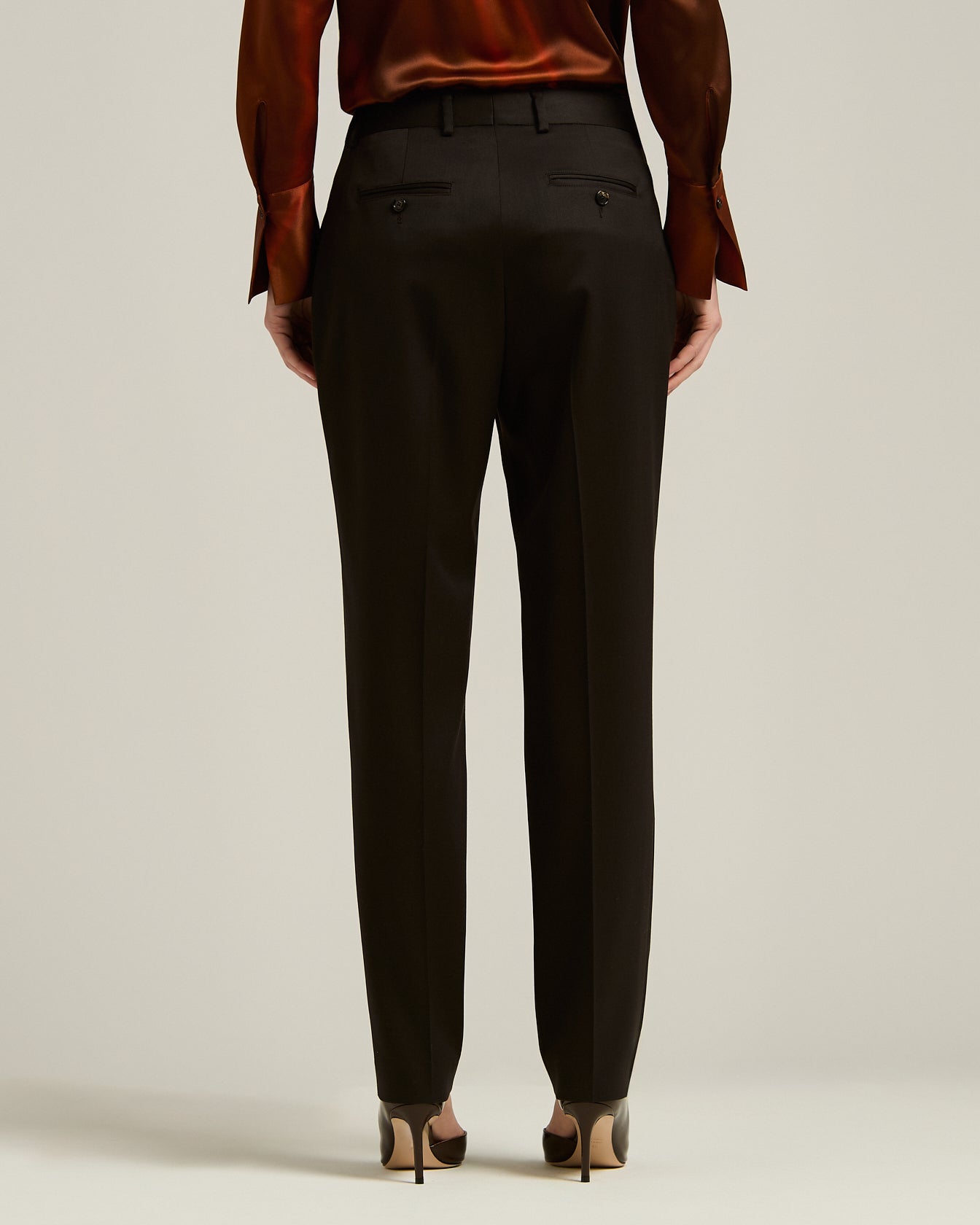 Kiton Tapered Hose Stretch Schurwolle Dunkelbraun