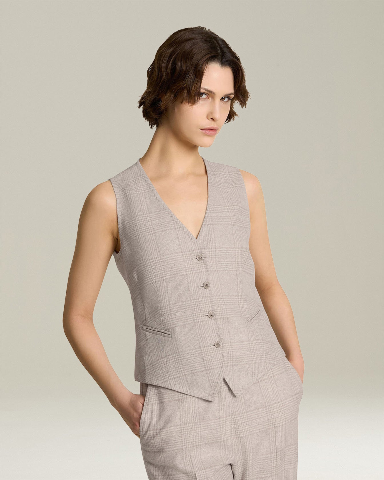 Kiton Gilet Principe di Galles Cashmere Blend Weste Wolle