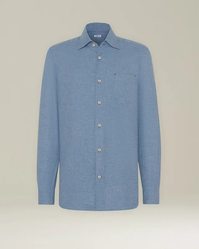 Kiton Shirts Nerano Hemd Flanell Hahnentritt Gr. M