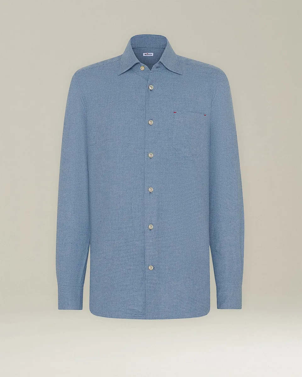 Kiton Shirts Nerano Hemd Flanell Hahnentritt Gr. M
