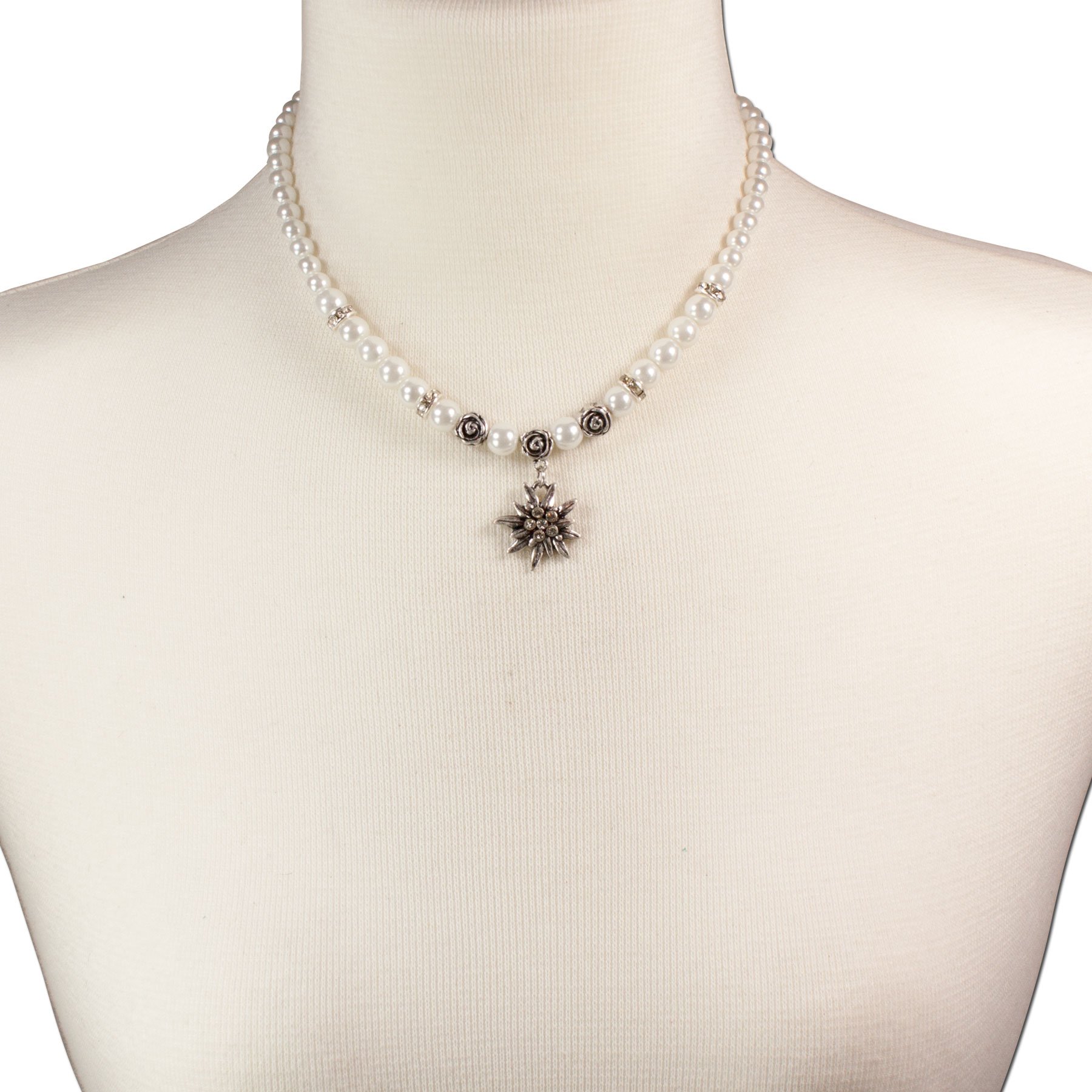 Alpenflüstern DAHEIM SET005 Trachtenschmuck-Set Weiß Perlen