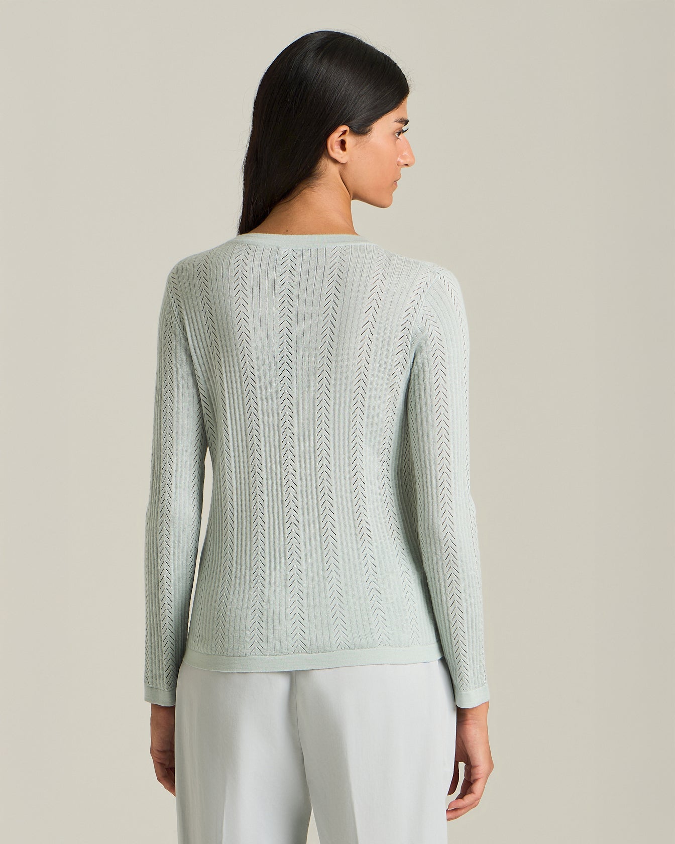 Kiton Cashmere Silk Pullover Ajour Größe 42 Fischgrät