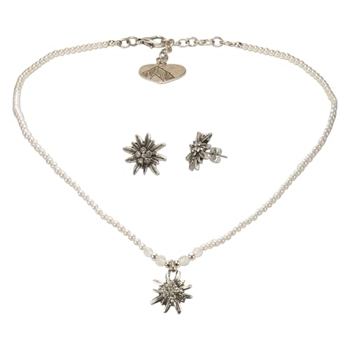 Alpenflüstern DAHEIM SET061 Trachtenschmuck-Set Perlen creme-weiß