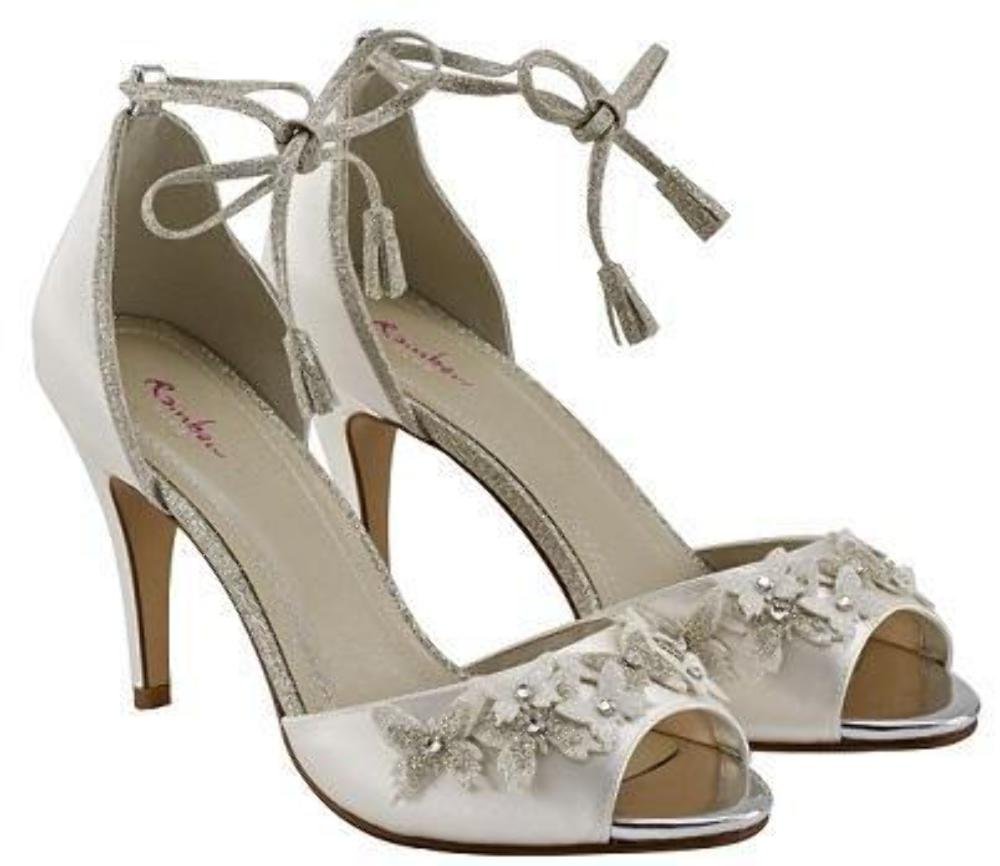 Rainbow Club Embellished Zarah Ivory Satin Silber Glitzer Pumps