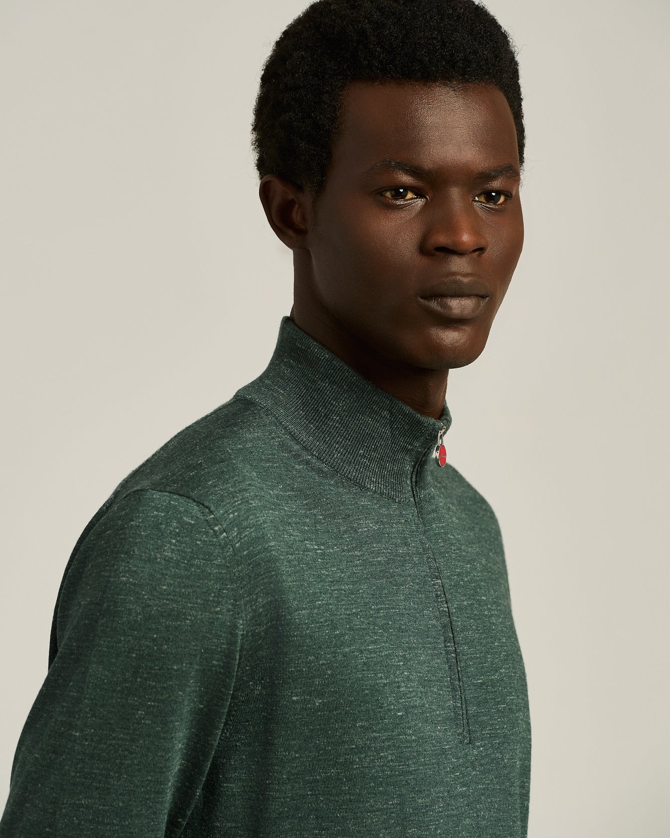 Kiton Knitwear Green Pine Zip Troyer Seide Kaschmir