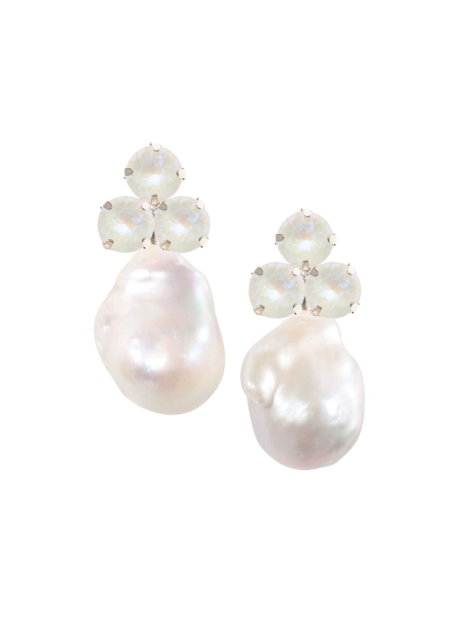 Elizabeth Bower Baroque Triplet Ohrstecker Rhodium Perle