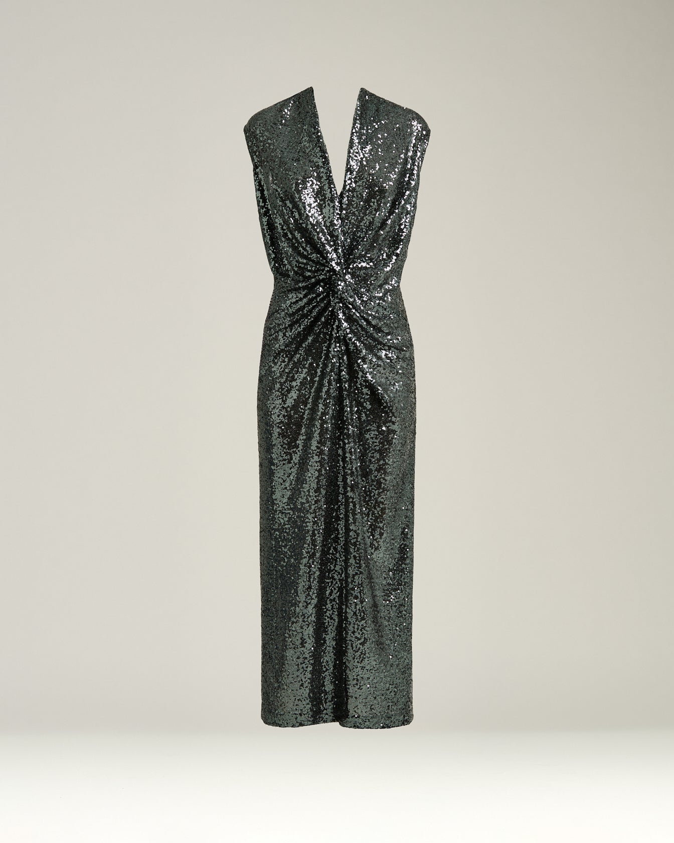 Kiton Dresses Midikleid Pailletten grau drapiert Party