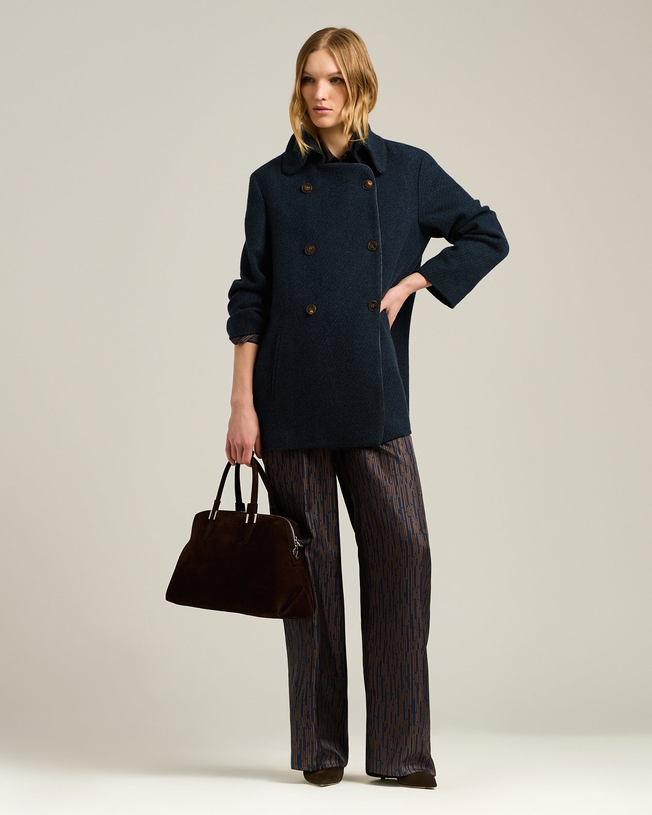 Kiton Blue Cashmere Peacoat Mantel Blau 40
