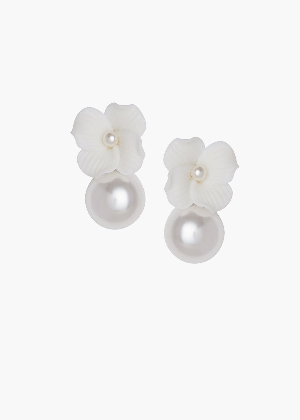 Elizabeth Bower Weiss Pearl Duet Ohrstecker Gold Perle