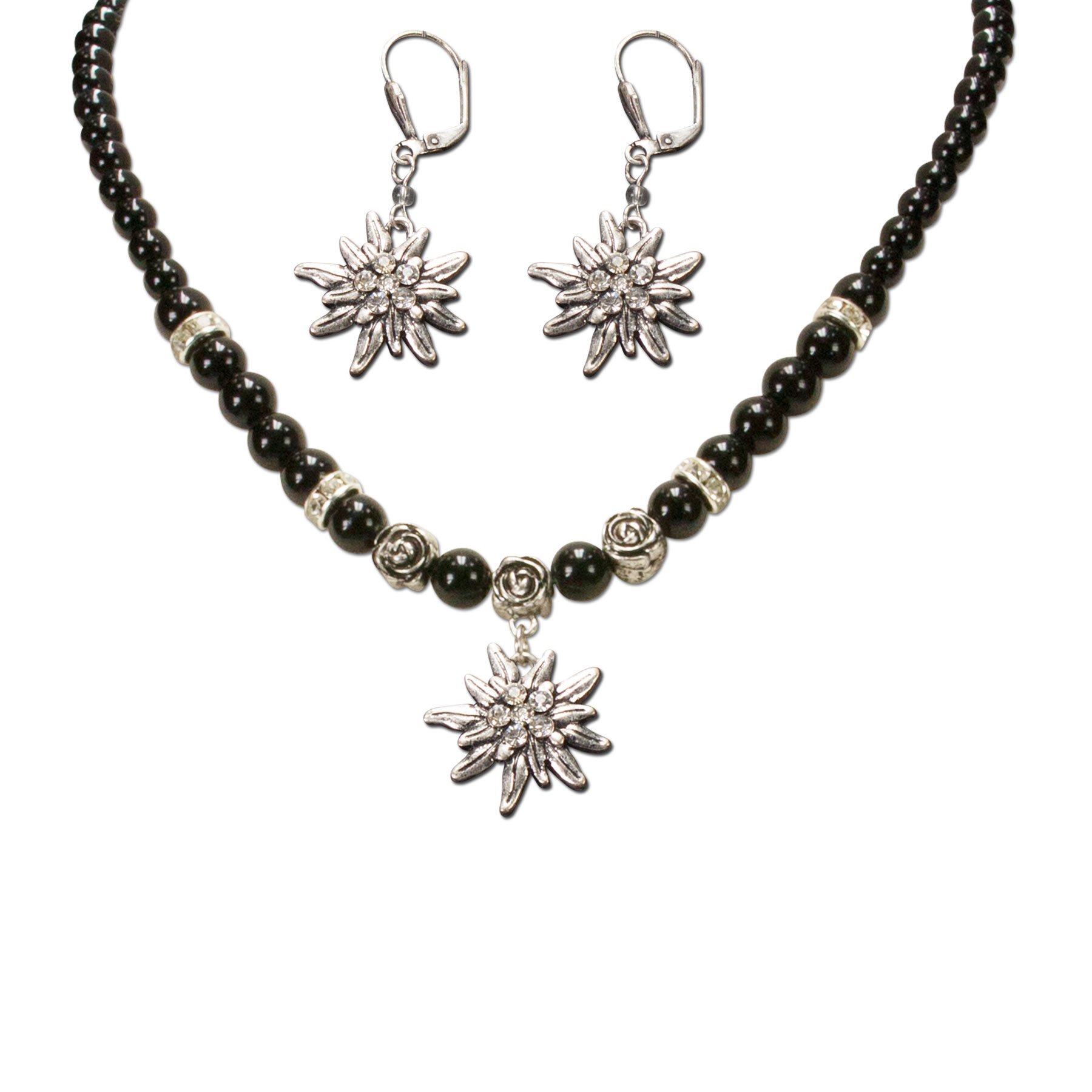 Alpenflüstern DAHEIM SET005 Trachtenschmuck-Set Weiß Perlen