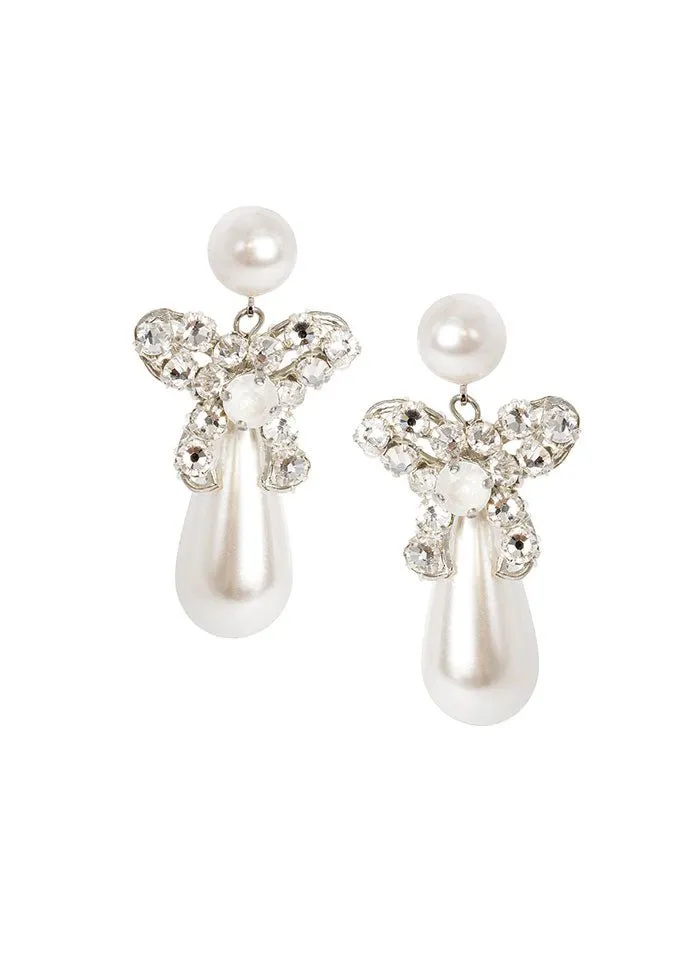 Elizabeth Bower Bowtiful Tropfen Ohrringe Perlen Rhodium