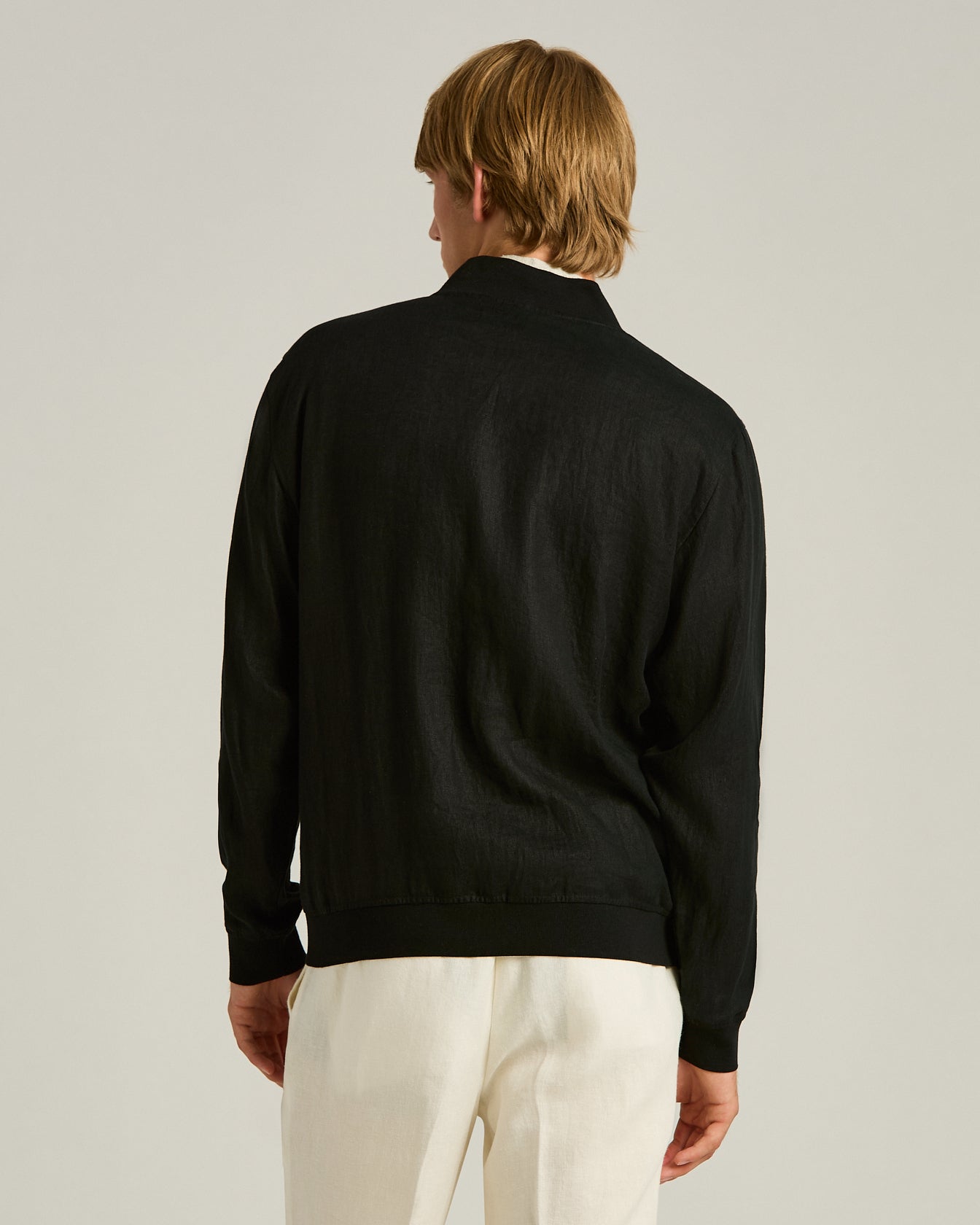 Kiton Jacke Leinen Schwarz Zip Sommer
