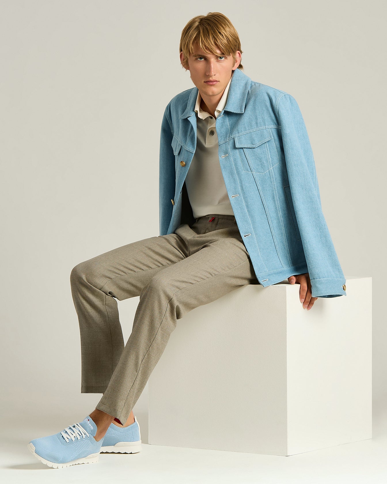 Kiton Azure Cotton Jacket Baumwolljacke Lammleder Cupro