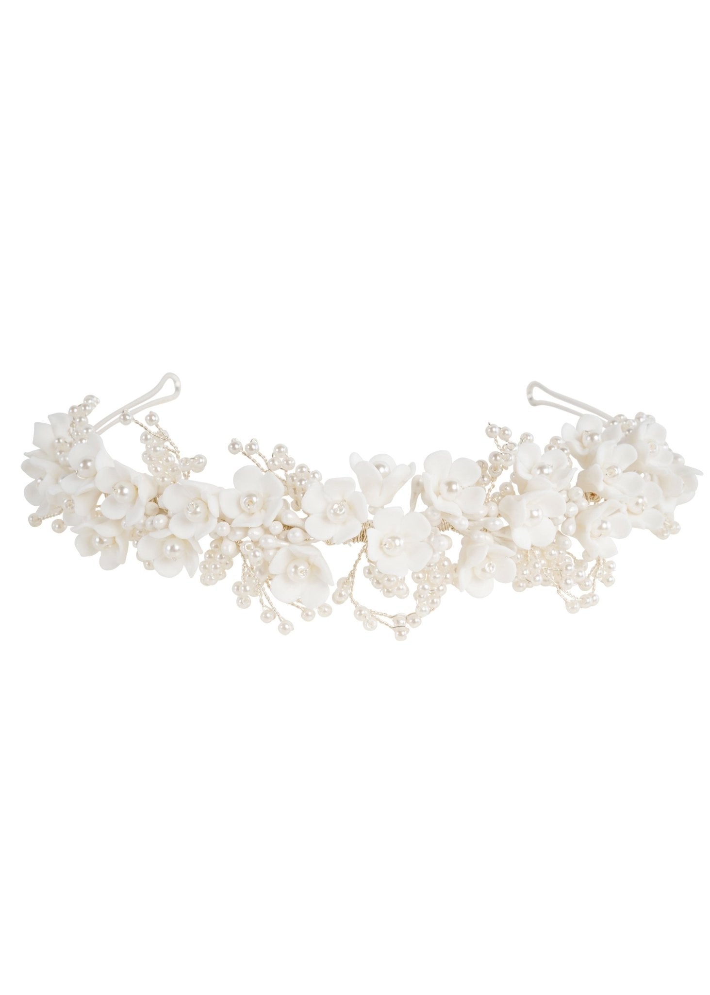 Elizabeth Bower Snowdrop Floral Haarband Silber Keramikblumen