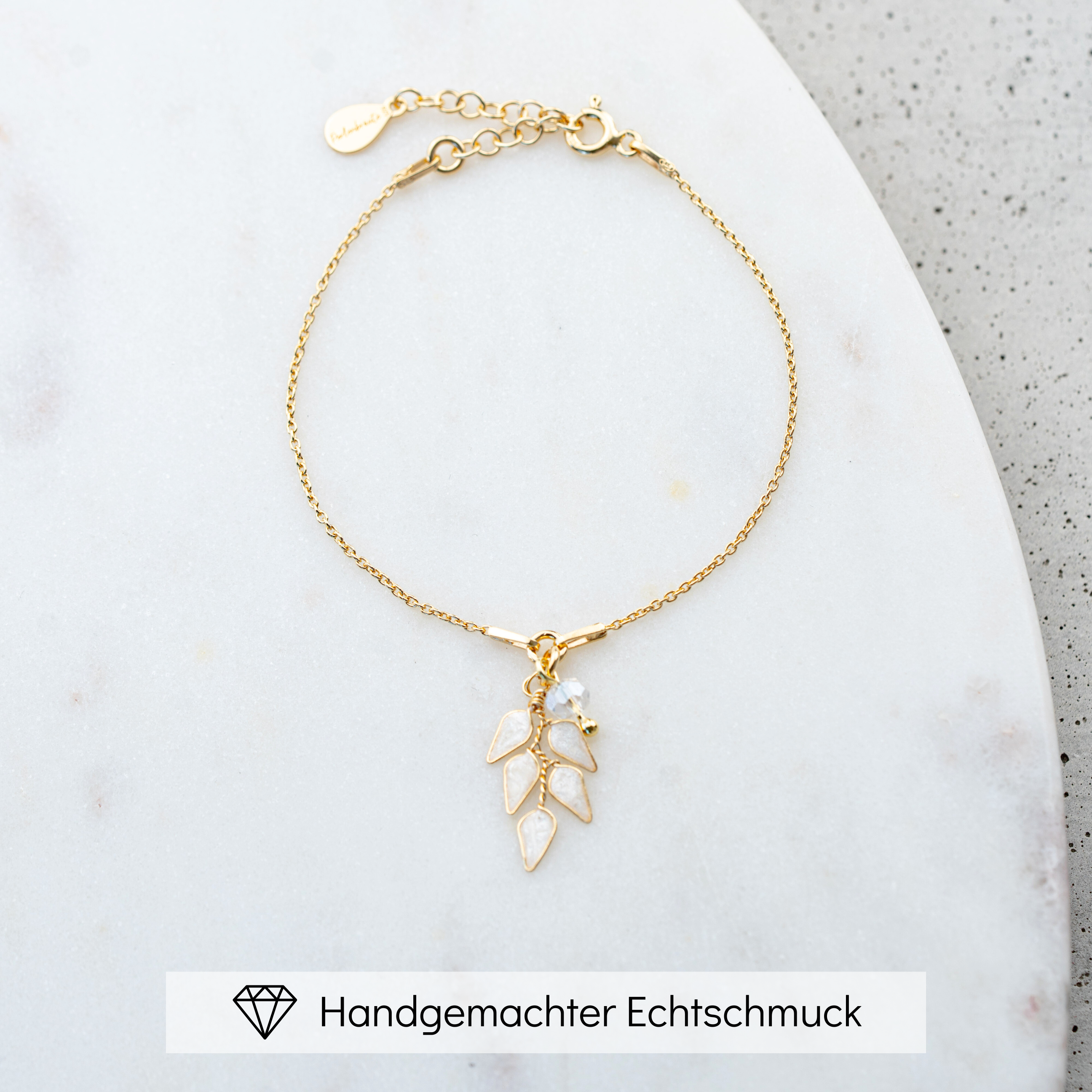 Perlenbräute Lana Armband Braut Blätter Gold 16-19 cm