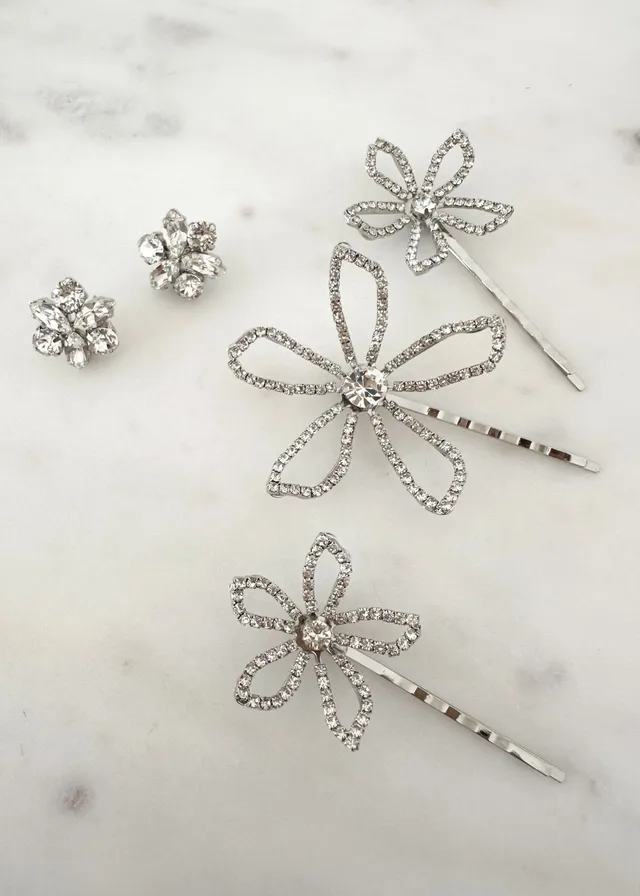 Elizabeth Bower Floral Romance Braut Schmuckset Rhodium