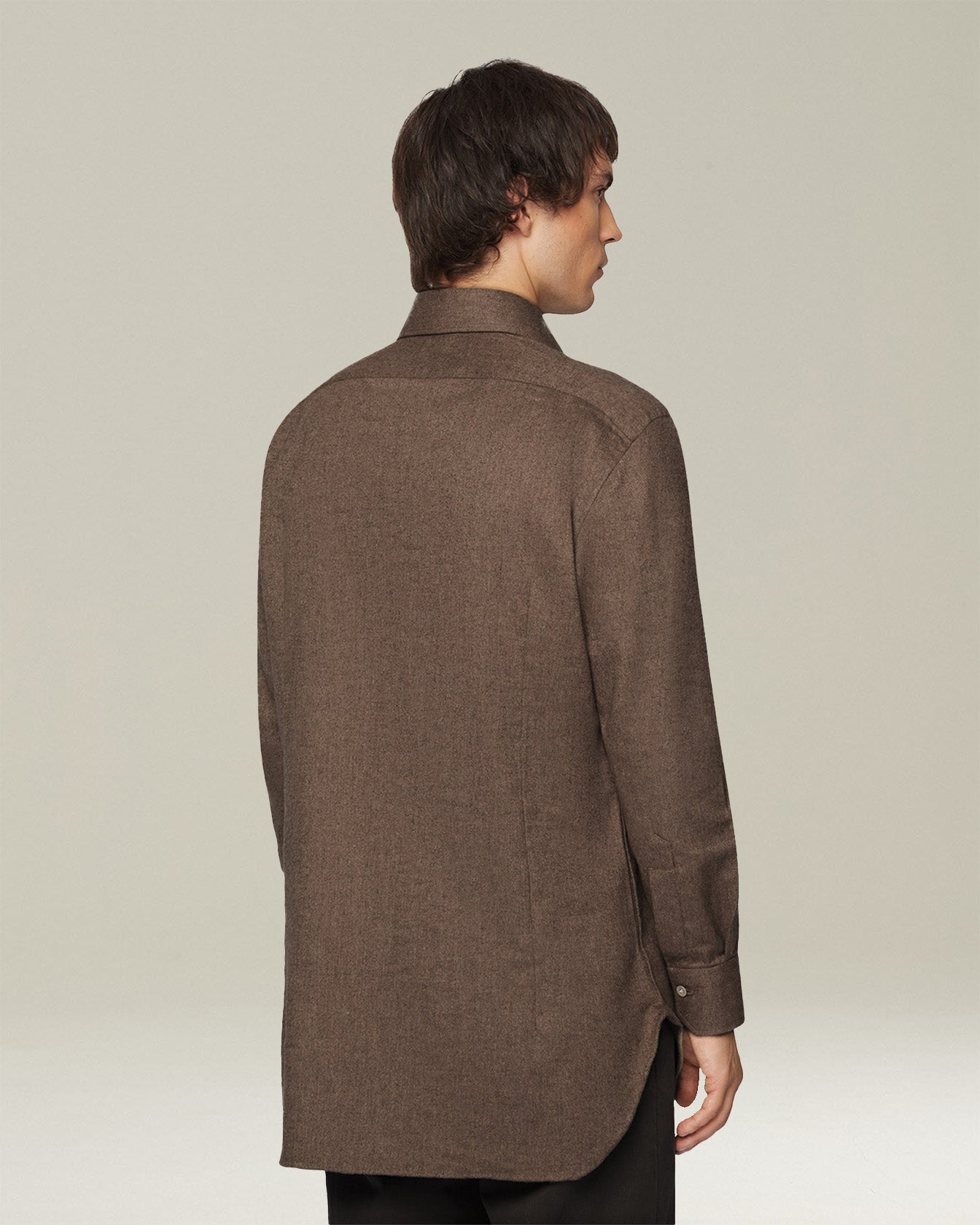 Kiton Shirts Monochrome Flannel Hemd Baumwolle Uni