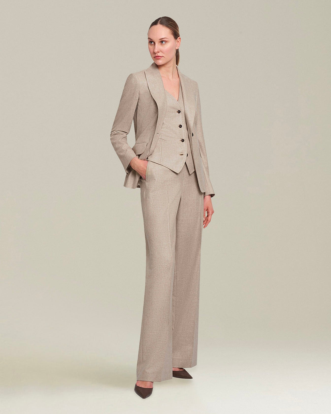 Kiton Jackets Cashmere Sakko Damen beige Einreiher Seide