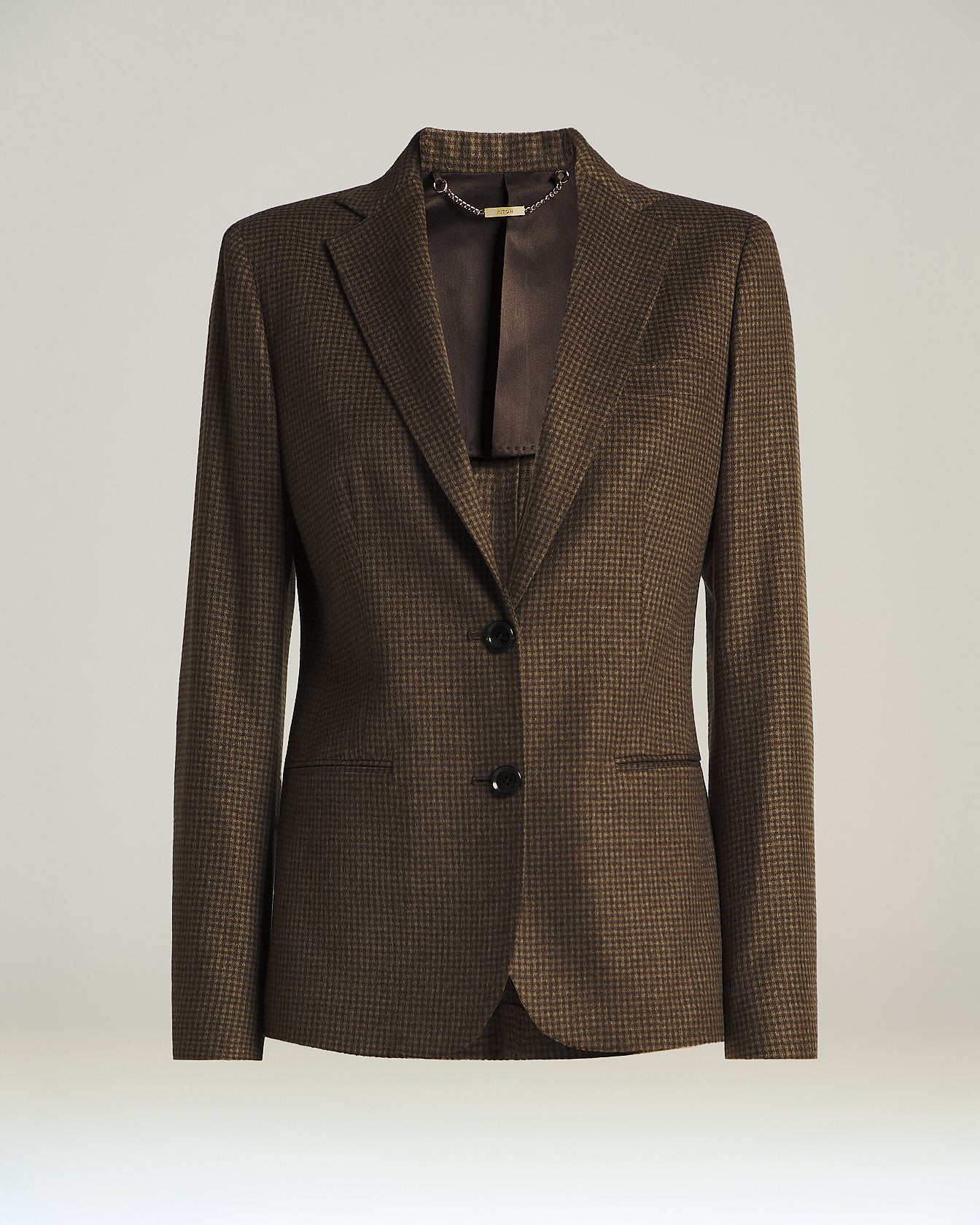 Kiton Blazer Hahnentritt Kaschmir Taupe 40