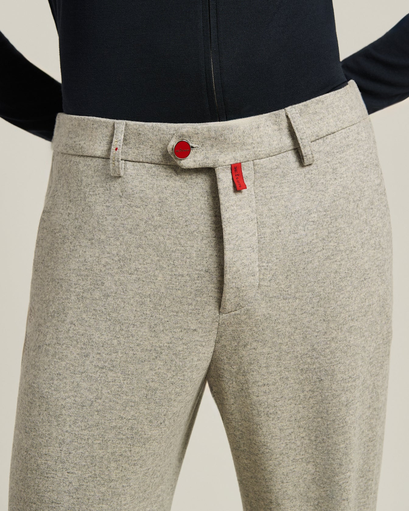 Kiton Virgin Wool Cashmere Hose grau melange Wolle Kaschmir