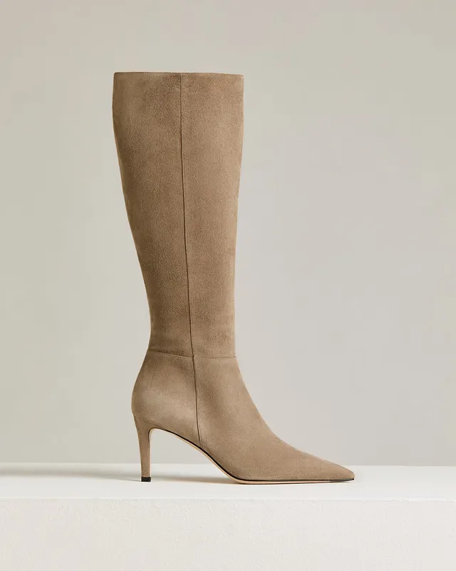 Kiton Shoes Beige Kid Suede Stiefel 38 Stiletto