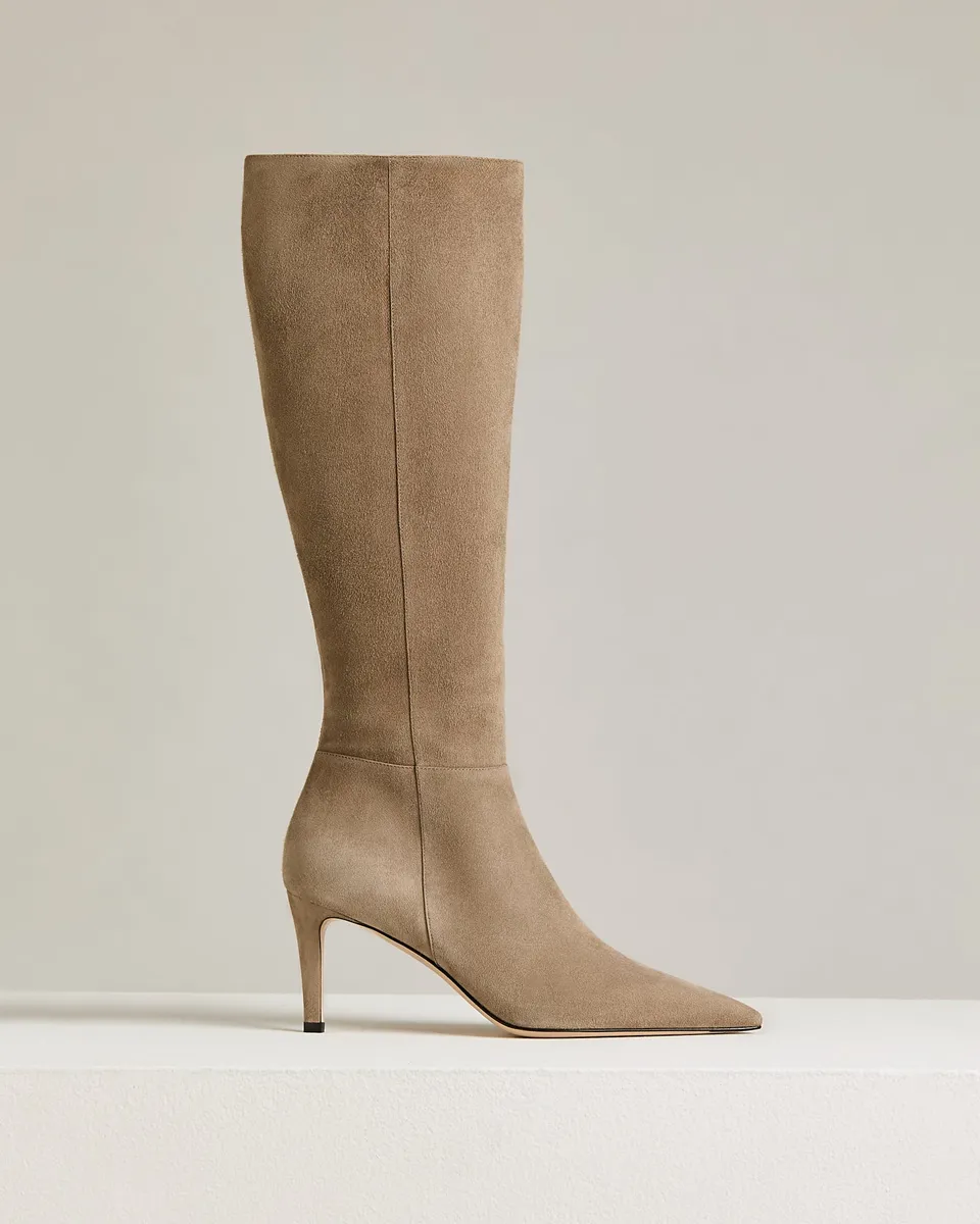 Kiton Shoes Beige Kid Suede Stiefel 38 Stiletto