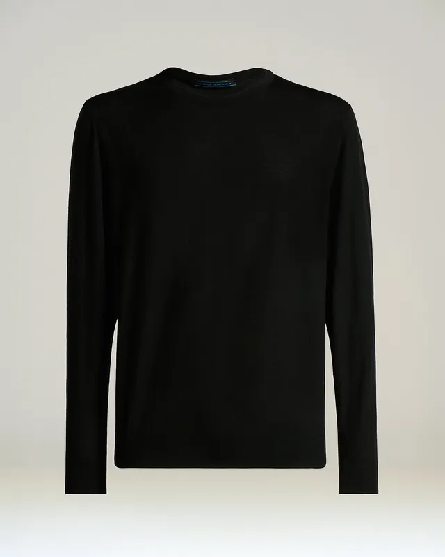 Kiton Knitwear BLACK WOOL CREW-NECK Pullover Wolle schwarz L