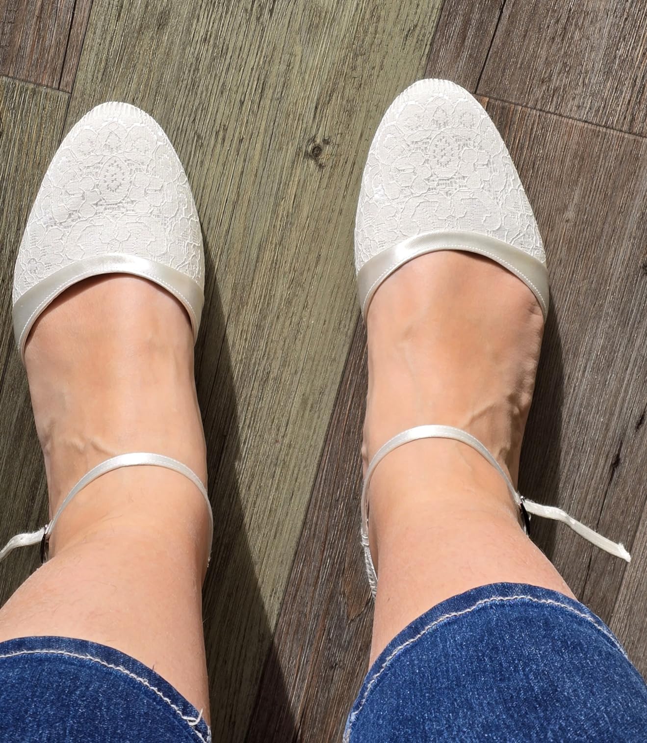 Rainbow Club Timeless Mickie Pumps Satin Ivory Spitze 3,5 cm