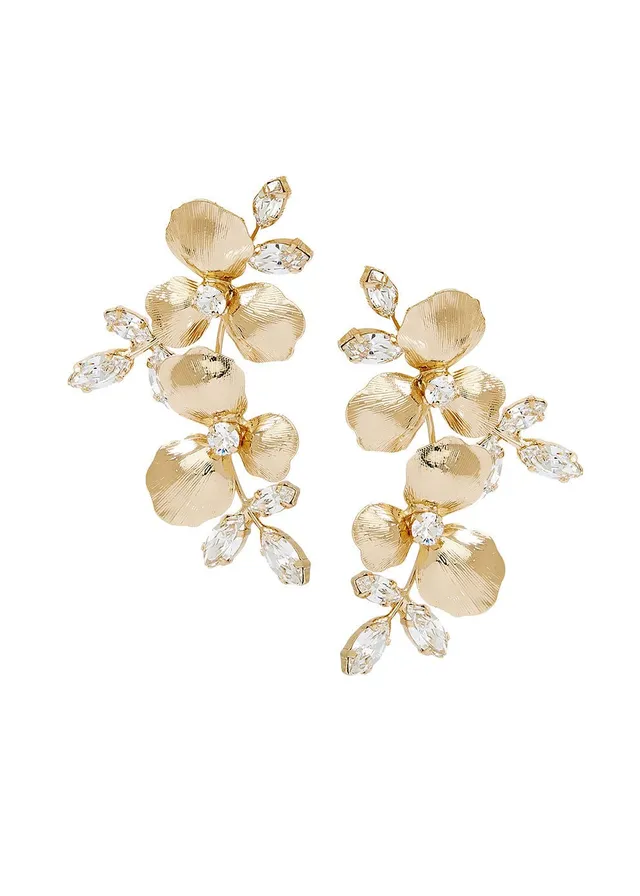 Elizabeth Bower Orchid Crystalla Gold Statement Ohrringe Chandelier