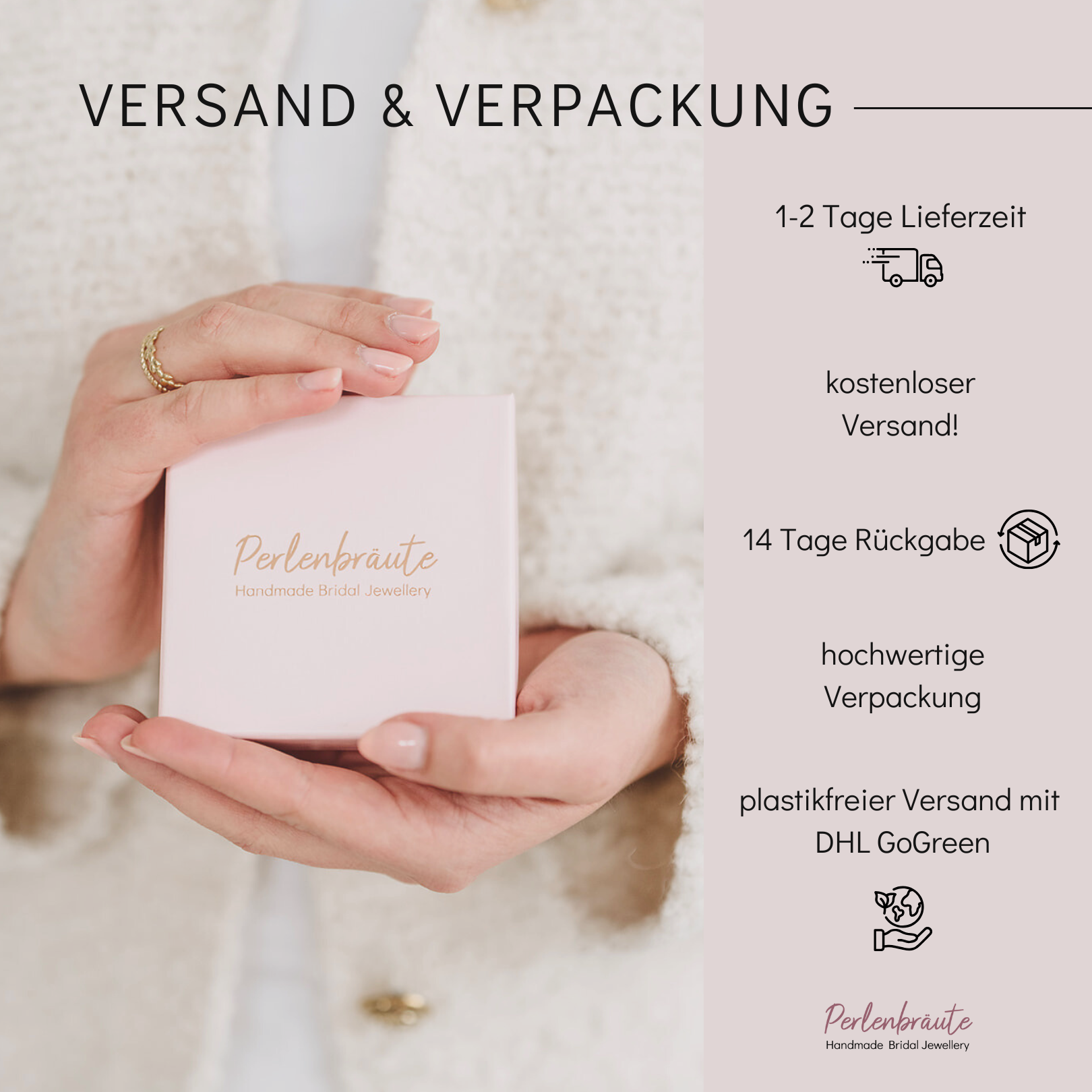 Perlenbräute Joy Brautschmuck Set Perlen Gold Ohrringe Y-Kette