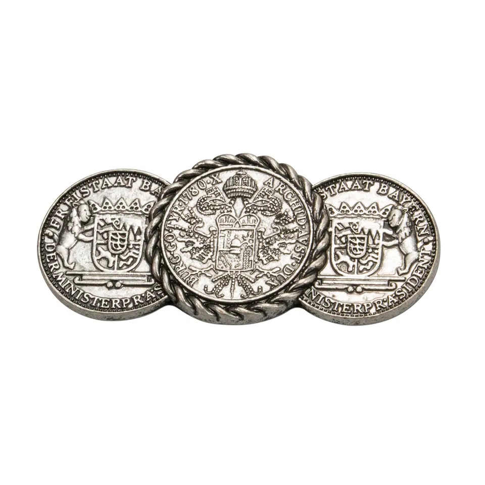 Alpenflüstern DAHEIM Blusenbrosche API074 antik-silber Münzen